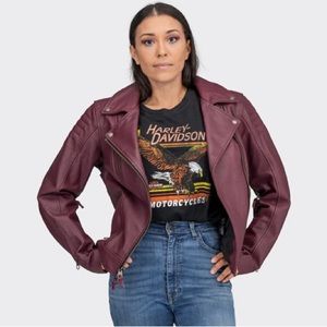 Port Royale Women's Bezel Biker Collar Leather Jacket NWT size small